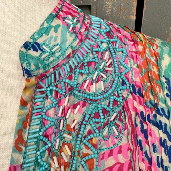 Lilly Pulitzer Sarasota Beaded Tunic Top Electric Feel Cameo Sz S - Picture 4 of 16